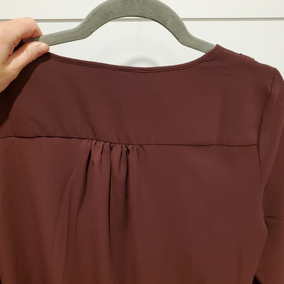 Vero moda lg long flowy tunic 3/4 sleeve oversized blouse burgundy - Picture 5 of 15